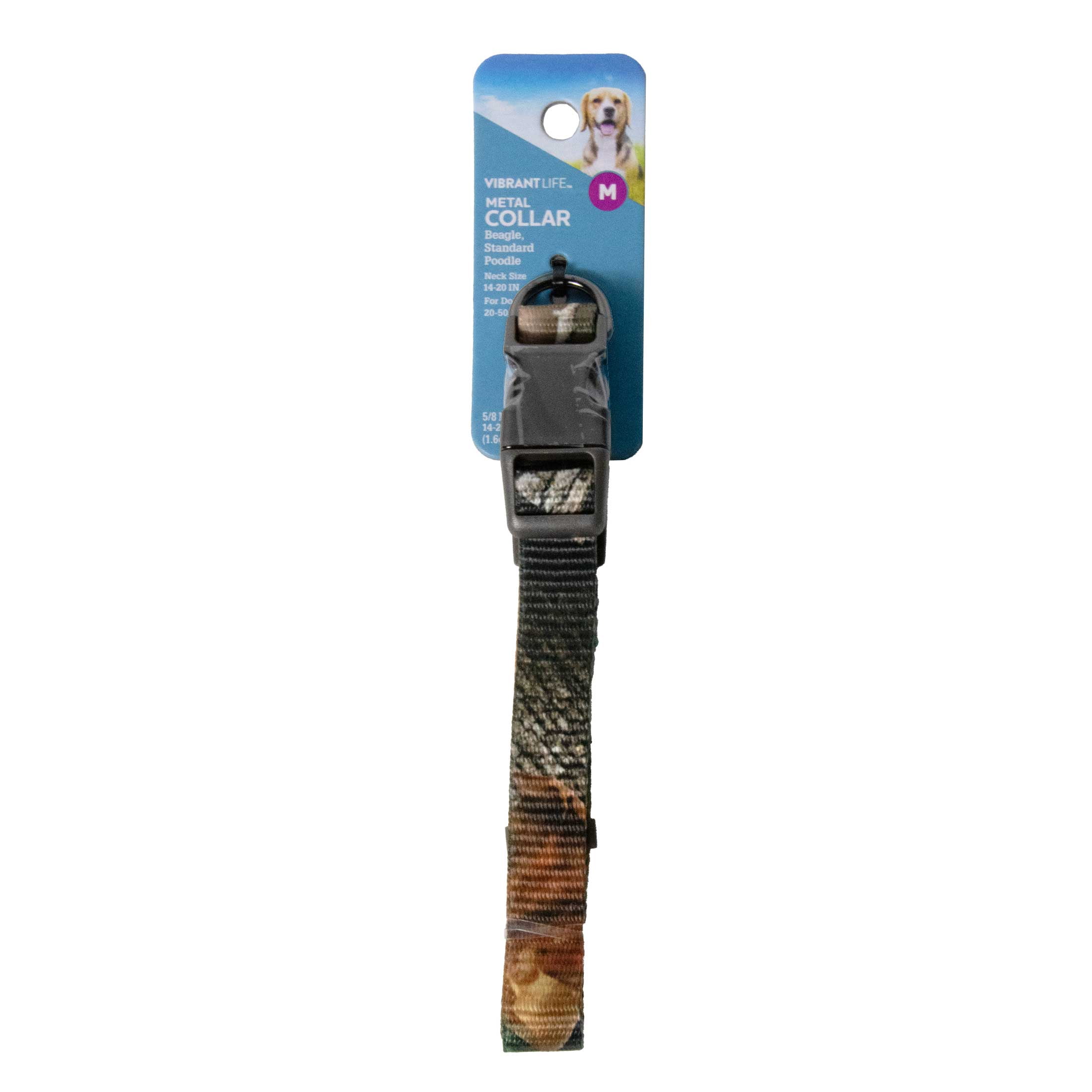 Vibrant Life Polyester Strategy Graph x Camo Fashion Dog Collar, Metal Buckle, Brown, Medium
