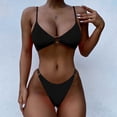 thumbnail image 3 of Lopeceal Women's Ribbed O-Ring String Bikini Swimsuit Cheeky Thong Swimwear Two Pieces Bathing Suit, 3 of 5