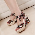 thumbnail image 4 of Womens Extra High Heels Dress Sandals Summer Flower Open Peep Toe Platform Wedge Dressy Sandals, 4 of 8