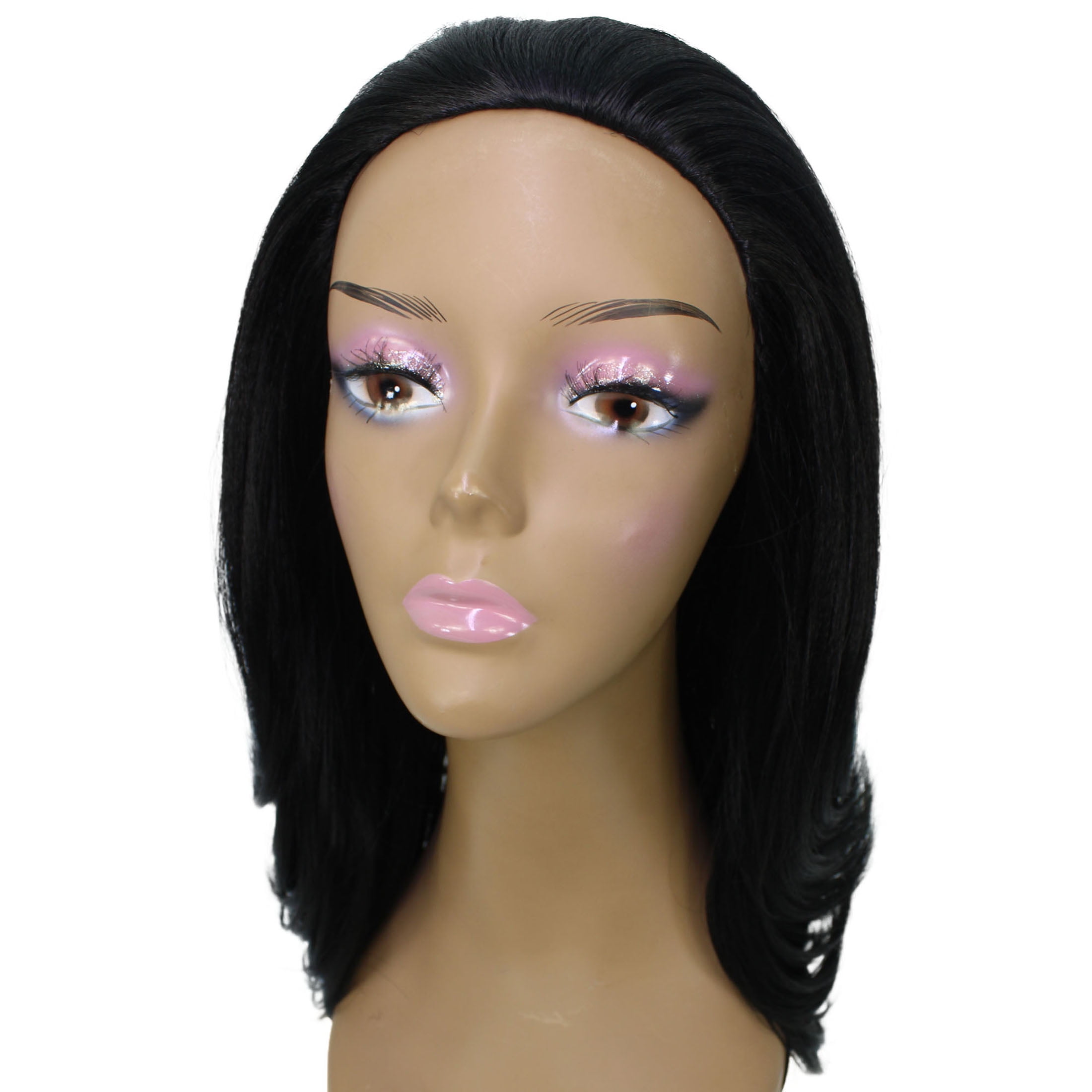 LUXLUXE Leal Curly Layered 18.5 in Long Half Wig Mix Human Hair and Synthetic Fibers