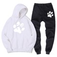 thumbnail image 3 of Sudadera con estampado de pata de perro de dibujos animados kawaii para hombre + pantalón deportivo de invierno cálido de polar, conjunto de 2 piezas, ropa deportiva holgada de gran tamaño para hombre, 3 of 5