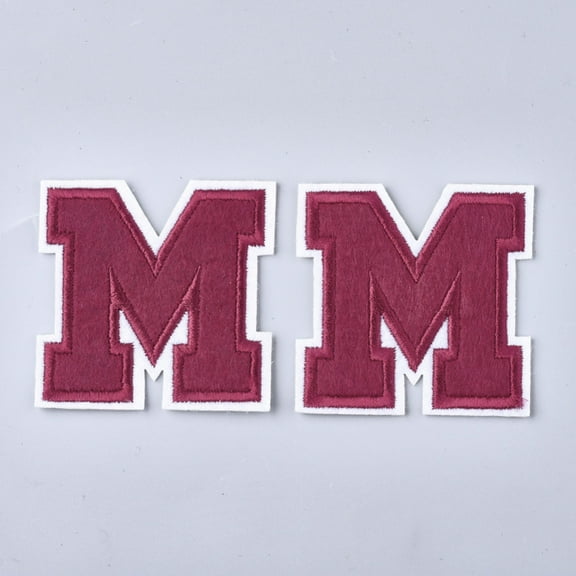 7pcs Computerized Embroidery Cloth Iron On Patches Costume Accessories Appliques Letter Letter.M 58x58.5x1.5mm