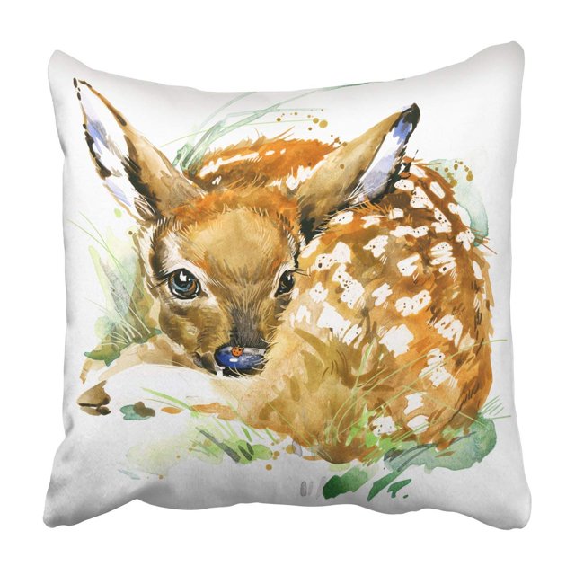 ABPHQTO Ciervo acuarela Funda de almohada Throw Pillow Cover Case 45x45 cm