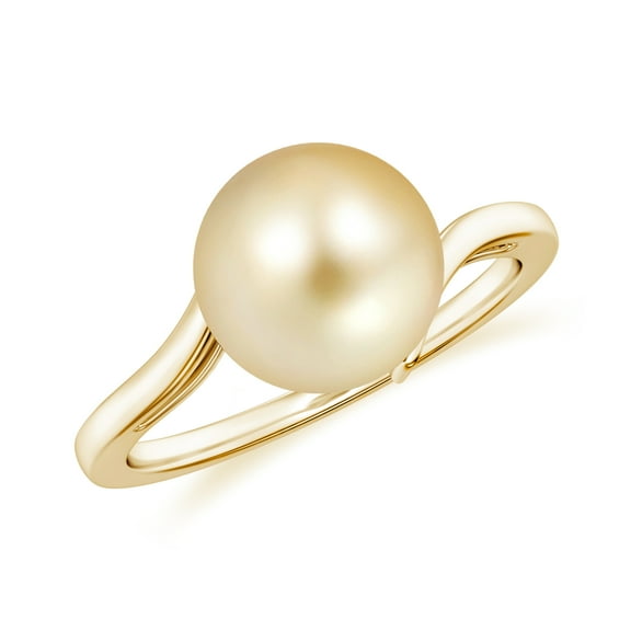 Golden South Sea Pearl Solitaire Engagement Ring for Women in 925 Sterling Silver/ Yellow Gold Plated | June Birthstone Jewelry | Birthday | Wedding| Anniversary Gift for Her, 8MM Ring Size: 5
