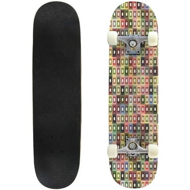 Geometric seamless pattern of square abstract background colorful Outdoor Skateboard Longboards 31"x8" Pro Complete Skate Board Cruiser