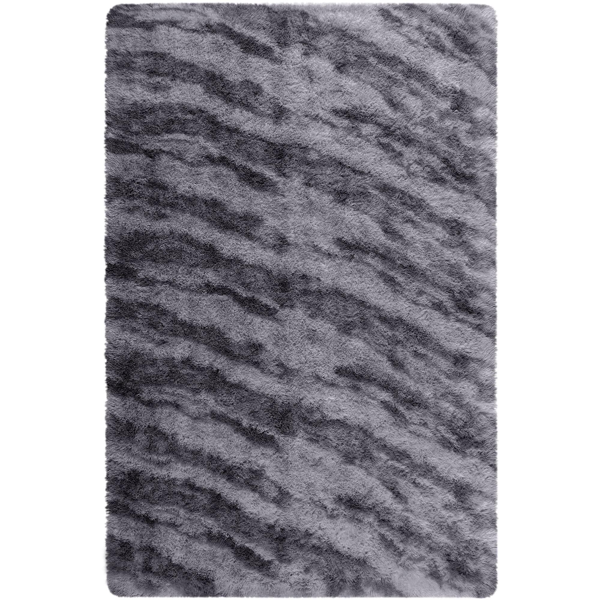 Cydiria Modern Dark Charcoal Plush Area Rug Scandinavian Shaggy Carpet for Living Room, 5' x 8'