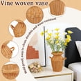 thumbnail image 2 of Tall Handwoven Rattan Wicker Vase with Side Handles, Rustic Woven Flower Basket, Natural Rattan Decorative Art Vase for Dried Flowers, Pampas Grass, Farmhouse Autumn Home Table Floor Decor, 2 of 6