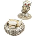 thumbnail image 3 of Ebros Hibou Steampunk Argent et Bronze avec des Yeux de Pierres Précieuses Rouges Bijoux Boîte à Bijoux, 3 of 5