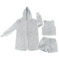 thumbnail image 2 of Baqcunre Lounge Sets for Women,Warm Three Pieces Suit Flannel Shorts Pajamas Set Beard Hooded Coat Sleepwear Suit,Outfits for Women Womens Pajamas Pajama Set Womens Clothes Sky Blue M, 2 of 4
