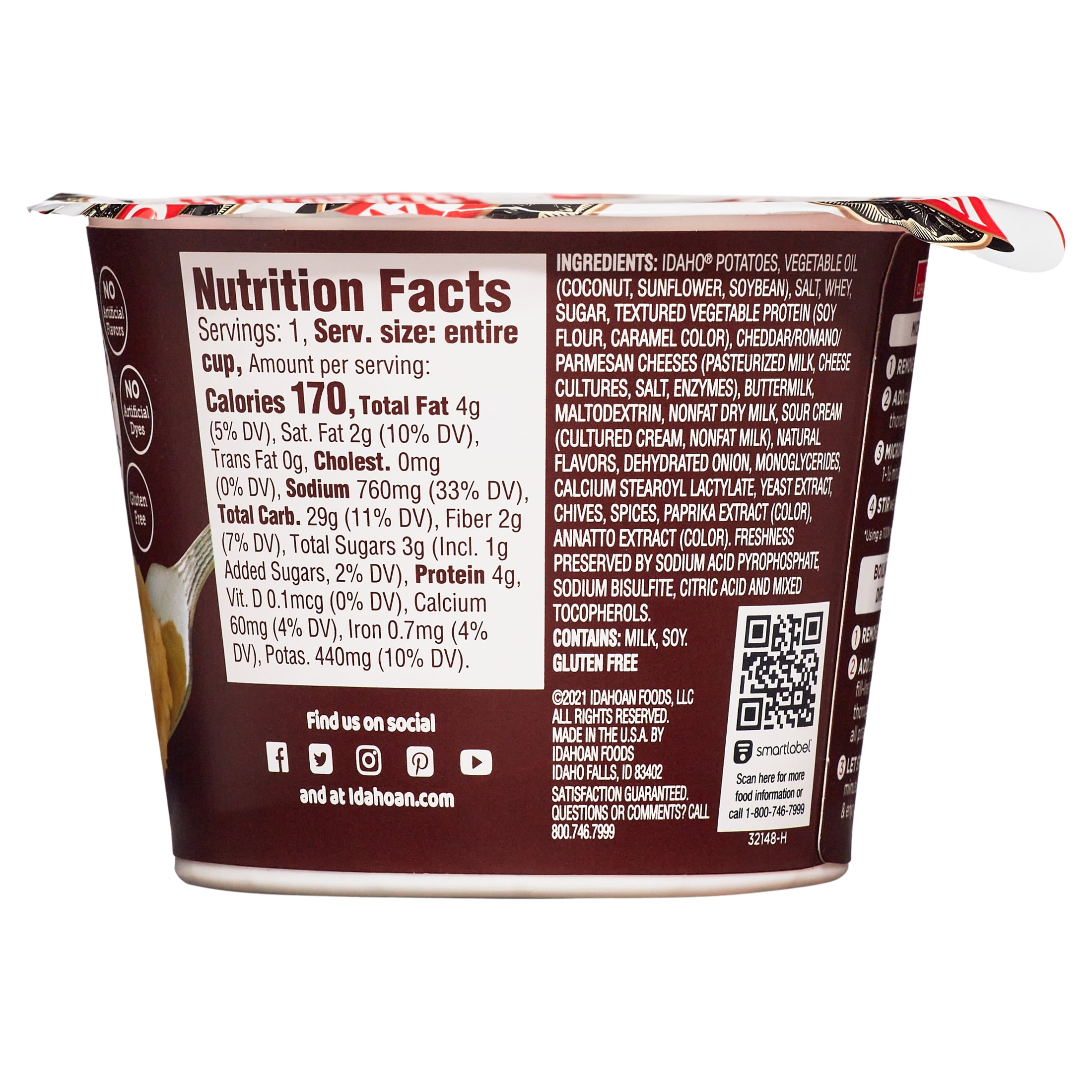 (4 pack) Idahoan® Loaded Baked Mashed Potatoes, 1.5 oz Cup