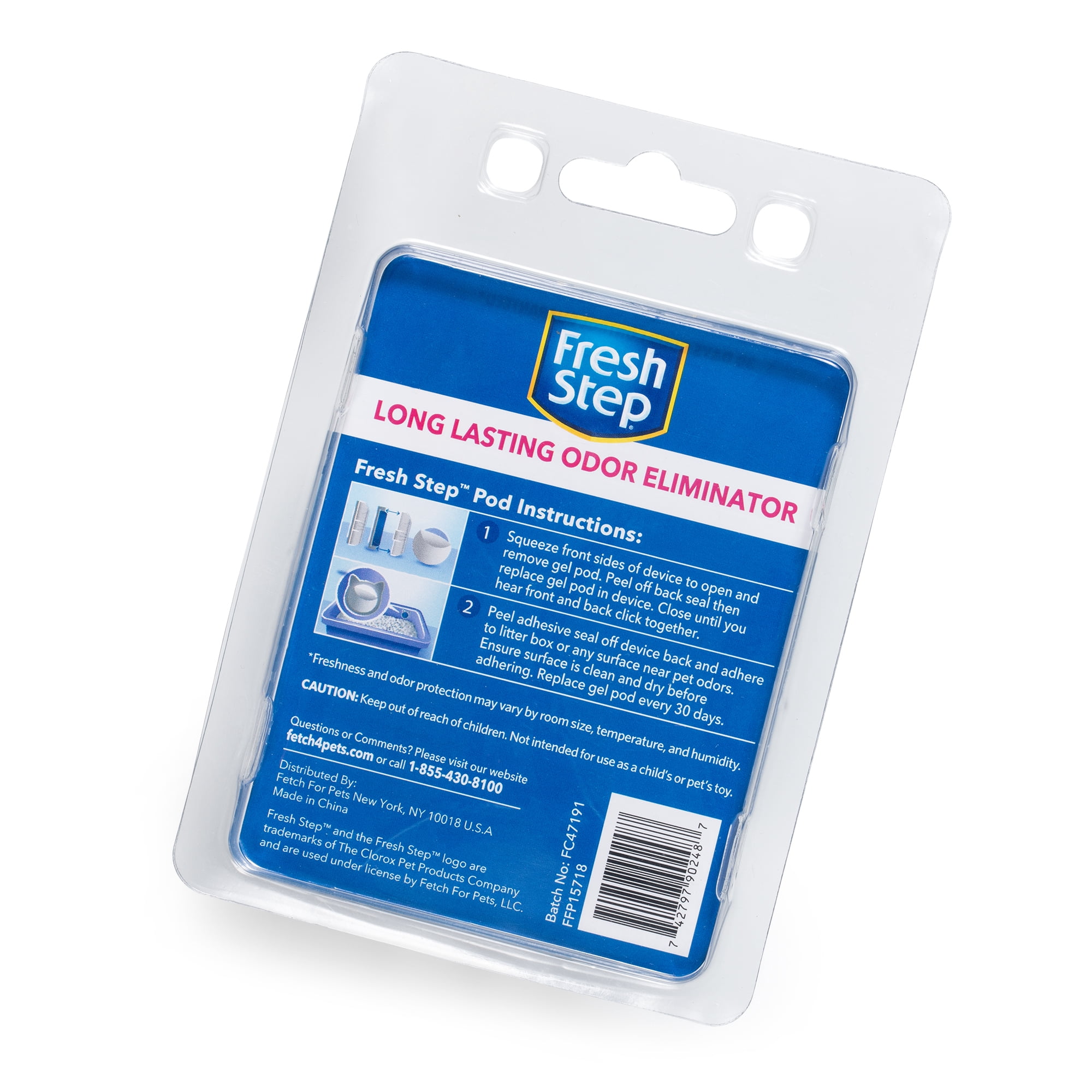 Fresh Step Litter Box Deodorizing Gel Pods, Cat Litter Box Deodorizer 1 Adhesive Pod 2 Refills