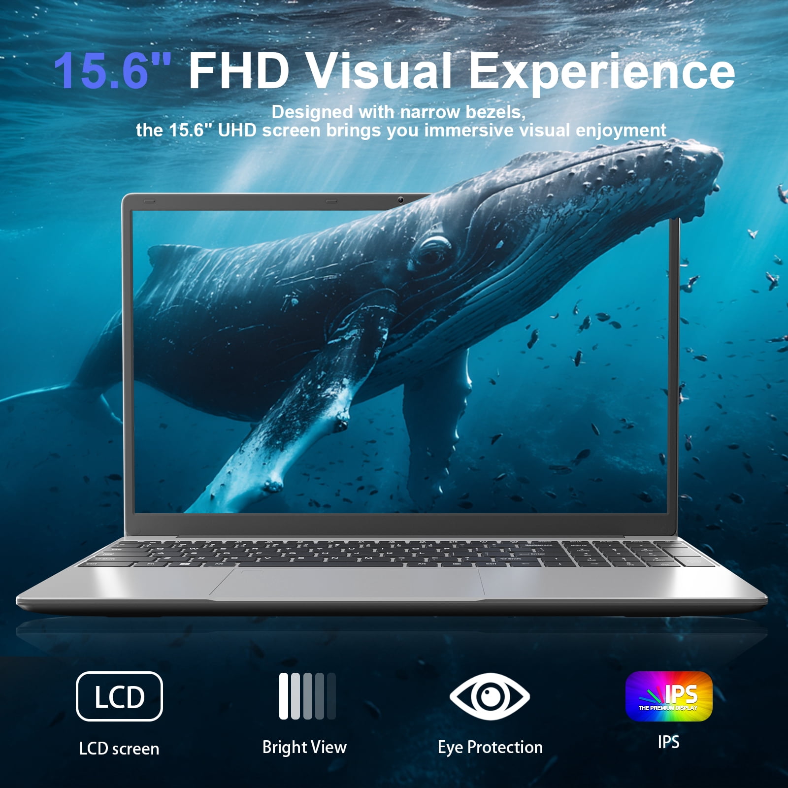15.6" Laptop Intel Alder N95, 32GB RAM, 1TB SSD, Windows 11 Pro Work Computer, Fingerprint Reader, Backlit Keyboard
