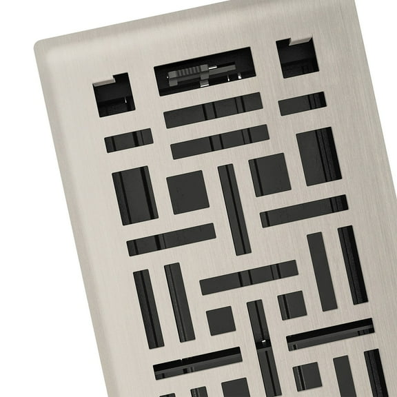 Imperial RG3447 Brushed Nickel Arts & Crafts Design Louvered Floor Register - 4inch x 12inch Duct Opening