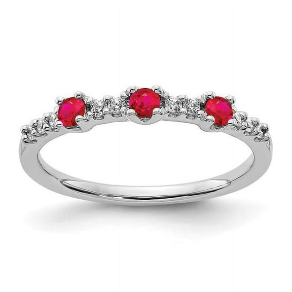 Primal Gold 14 Karat White Gold Diamond and Ruby 3-Stone Ring