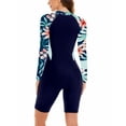 thumbnail image 2 of Women's Swimsuit Surfing Wear UPF 50+ Zipper Front Swimwear One Piece Long Sleeve Rash Guard UV Sun Protection Knee Length Bodysuit Summer Holiday Athletic Bathing Suits, 2 of 6