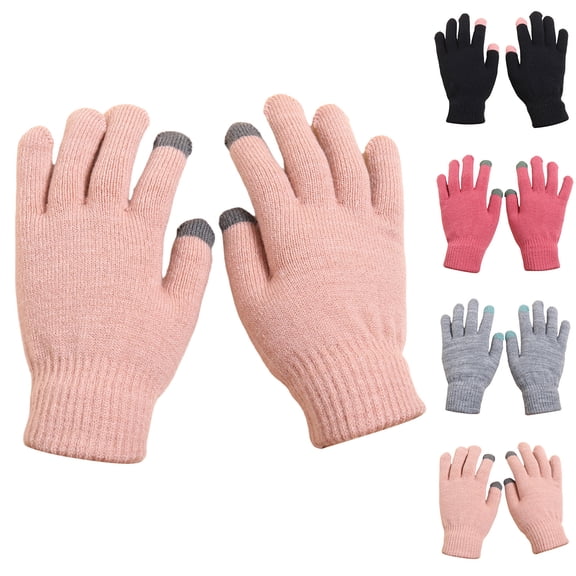 LangJing Winter Gloves for Women,Cute Womens Touch Screen Warm Lining Stretchy Thermal Knitted Gloves for Cold Weather