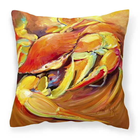 Carolines Treasures JMK1250PW1414 Crab Spice Canvas Fabric Decorative Pillow  14Hx14W multicolor