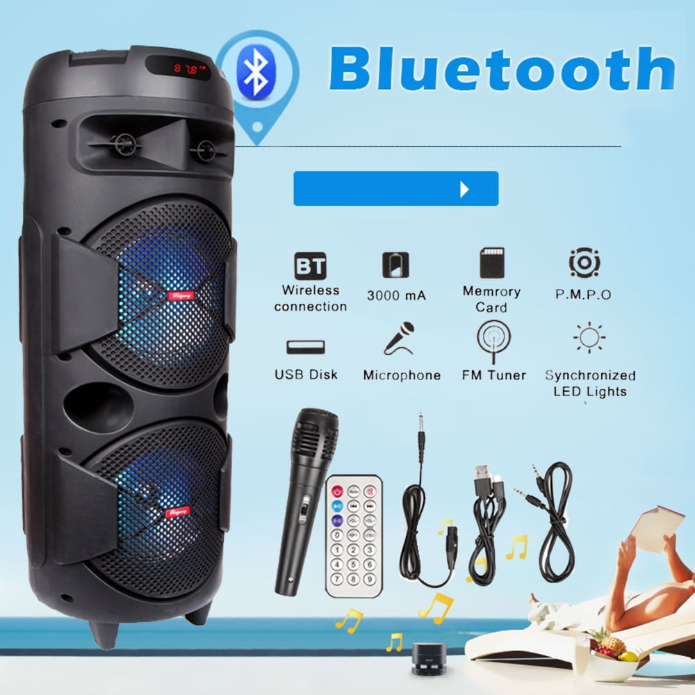 Mobiler aktiv Lautsprecher  10“ 450W Bluetooth USB MP3 Box LED Licht Trolley 