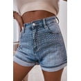 thumbnail image 5 of Women's Ashleigh Blue Rhinestone Embellished Denim Shorts, 5 of 7