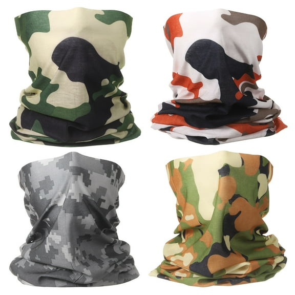 4pcs Summer Cooling Neck Gaiter Sun Protection Face Mask Fishing Neck Gaiter Sunscreen Breathable Bandana for Men Women, Camo I