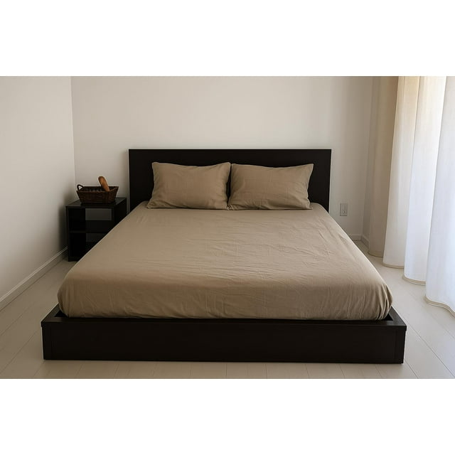 Q VITA 100% Linen Fitted Sheet Set – King Size, 3-Piece Bedding with Deep Pocket Fitted Sheet & Pillowcases – Oatmeal Color, Enzyme Washed, Soft, Breathable, OEKO-TEX Certified, Designed in Canada