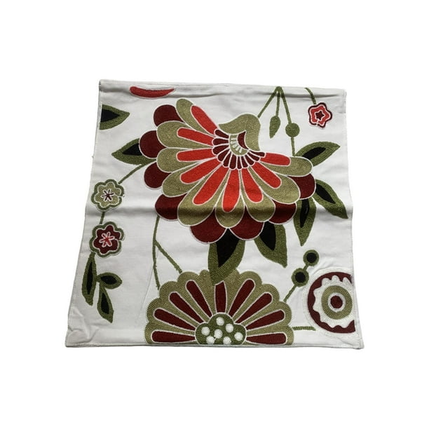 Funda de almohada bordada con diseño de flores, resistente al desgaste y suave. Estilo A