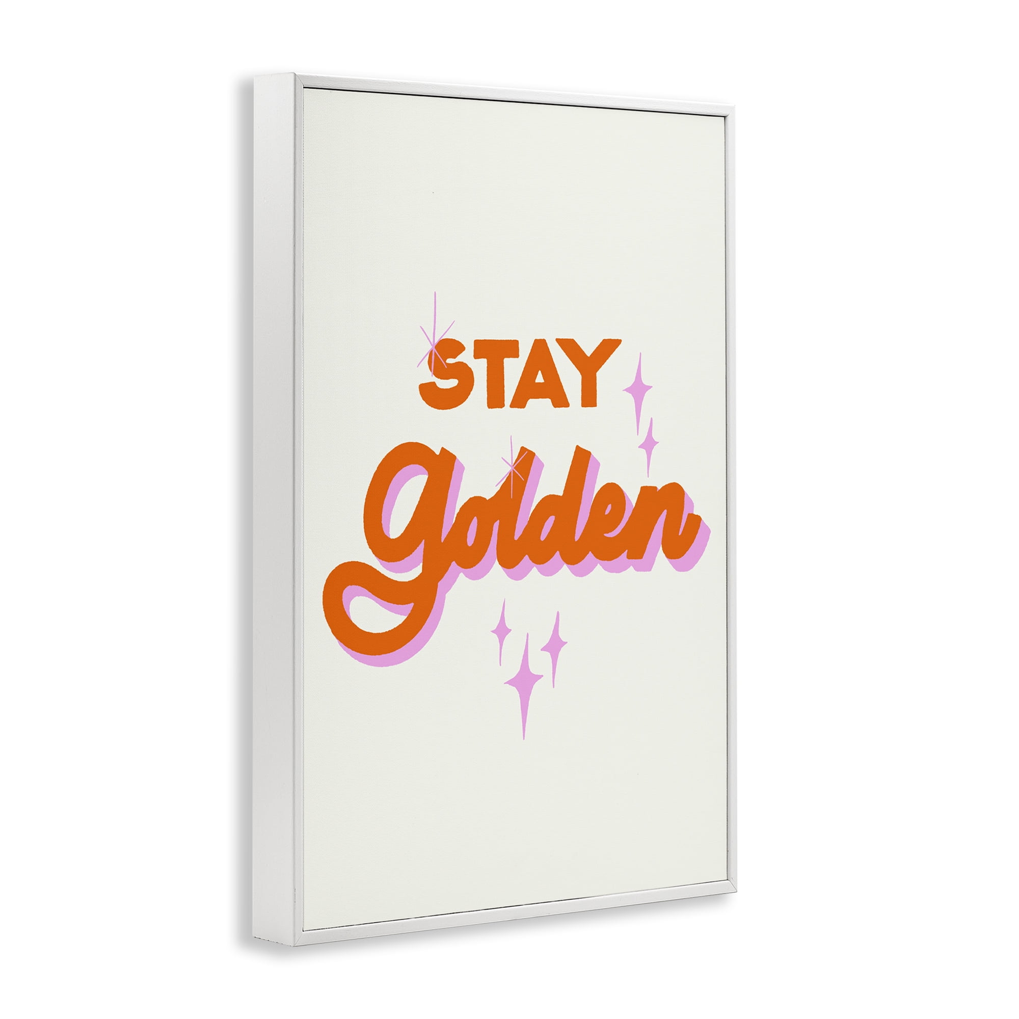 Stupell Industries Stay Golden Retro Letters White Framed Giclee Art, design by Indira Prieto | IndySign