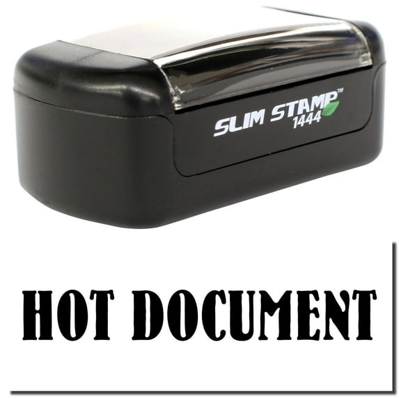 Slim Pre-Inked Hot Document Stamp, Slim 1444, Ultra Slim Design, Impression Size 1/2" by 1-3/4", Up to 25,000 Impressions - Black Ink