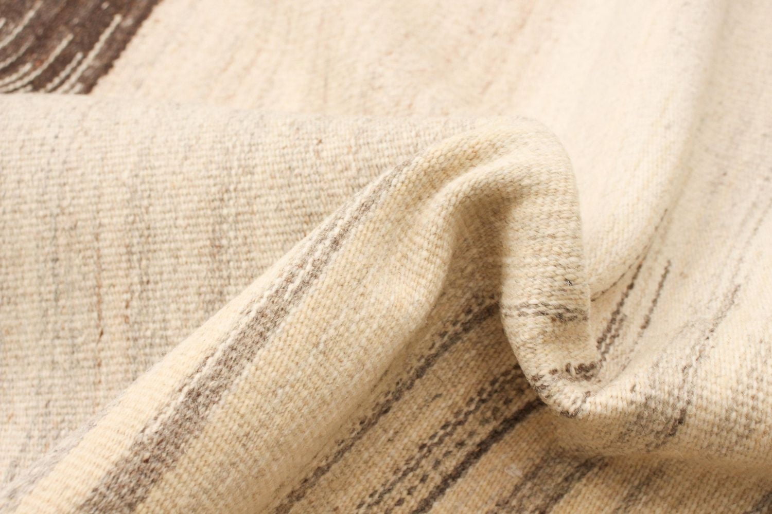 ECARPETGALLERY 5'0" x 8'0" Flat-weaves & Kilims Organica Hand Made Area Rug for Living Room, Dining Room and Bedroom in Ivory