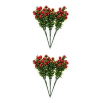 Masteelf 6 Bunches  Red Fake Berry Artificial Red Berry Stems Branch Fake Winter Christmas Berries Artificial Christmas Picks Berry Stems Floral Picks Cherry Accessories
