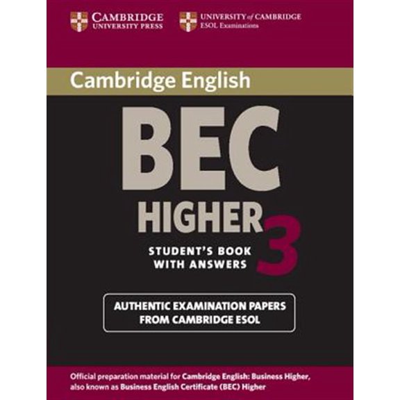 Pre-Owned Bec Practice Tests Cambridge Bec Higher 3 Student's Book with Answers, (Paperback)