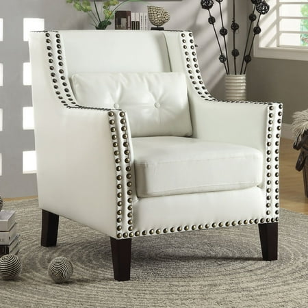 - Coaster Traditional Leatherette Accent Chair, White