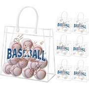 20 Pack Baseball Snack Bags with Handles Clear PVC Baseball Gift Bag Baseball Party Favors Reusable Waterproof Baseball Goodie Bags
