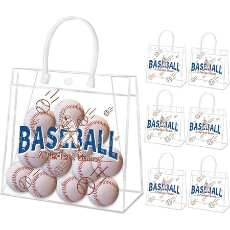 20 Pack Baseball Snack Bags with Handles Clear PVC Baseball Gift Bag Baseball Party Favors Reusable Waterproof Baseball Goodie Bags