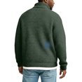 thumbnail image 5 of Huankd Men Quarter Zip Pullover Sweaters Casual Stand Collar Thermal Long Sleeve Sweatshirt 1/4 Zipper Winter Warm Polo Sweater Army Green L, 5 of 5