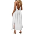 thumbnail image 3 of COMVALUE Backless Cami Dress Backless Dress House Dress for Women Sleeveless Long Cami Lounge Dress Backless for Indoor Summer Wear (White, S), 3 of 7