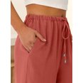 thumbnail image 6 of Cutuoiiu Women's High Waisted Solid Color Wide Leg Pants, Drawstring Elastic Waist with Pockets, Lightweight Loose Fit Long Trousers for Everyday Wear Gift, 6 of 8