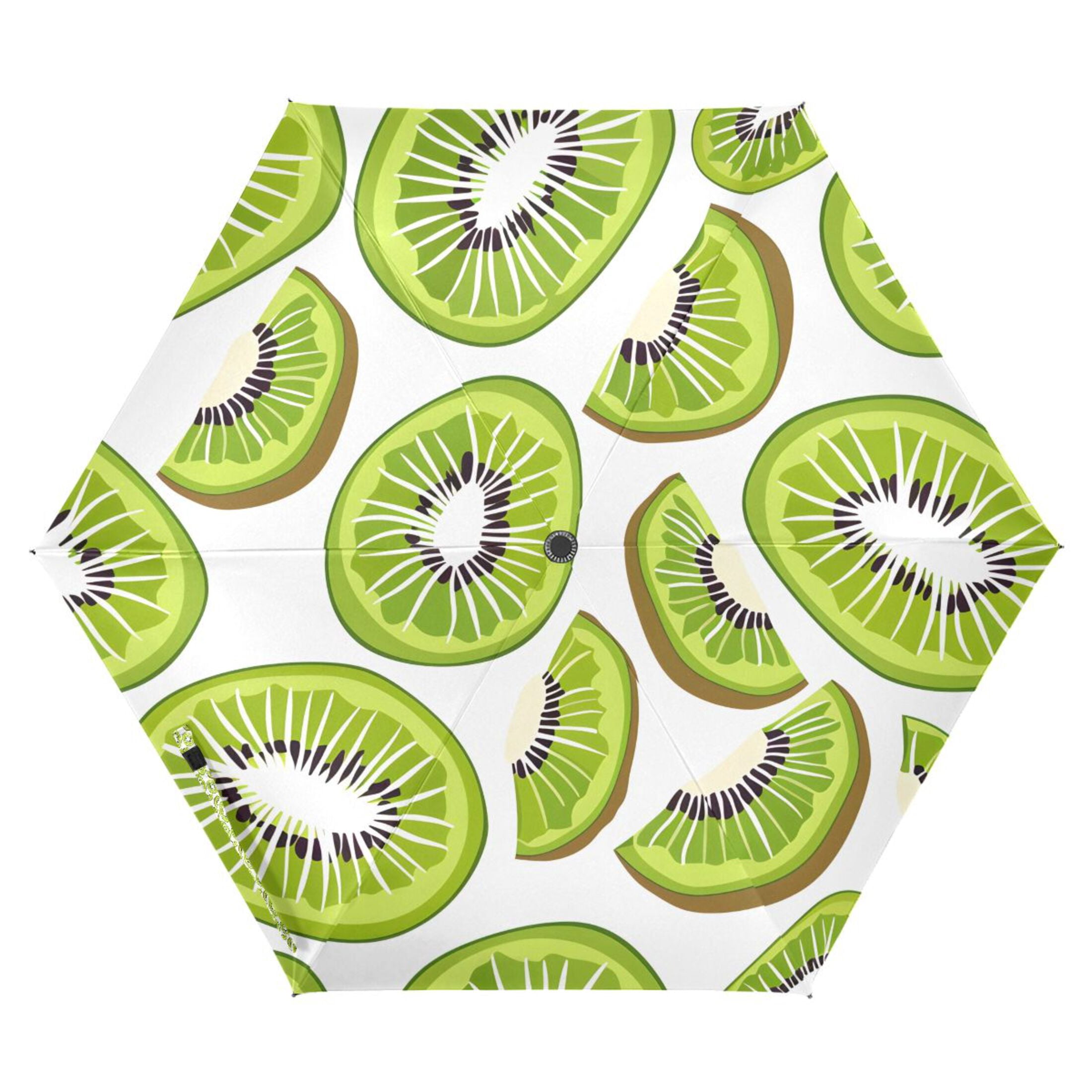 Kiwi Fruit Slice Compact Sun Umbrella Windproof Travel Umbrellas for Rain Strong Portable UV Protection