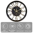 thumbnail image 5 of Vaupan Non-Ticking Silent Wall Clocks 12 inch Battery Operated Quartz Vintage Decor Clock, 3D Numeral Round Wall Clock Easy to Read for Rustic Farmhouse Living Room Home Office School (Bronze), 5 of 7