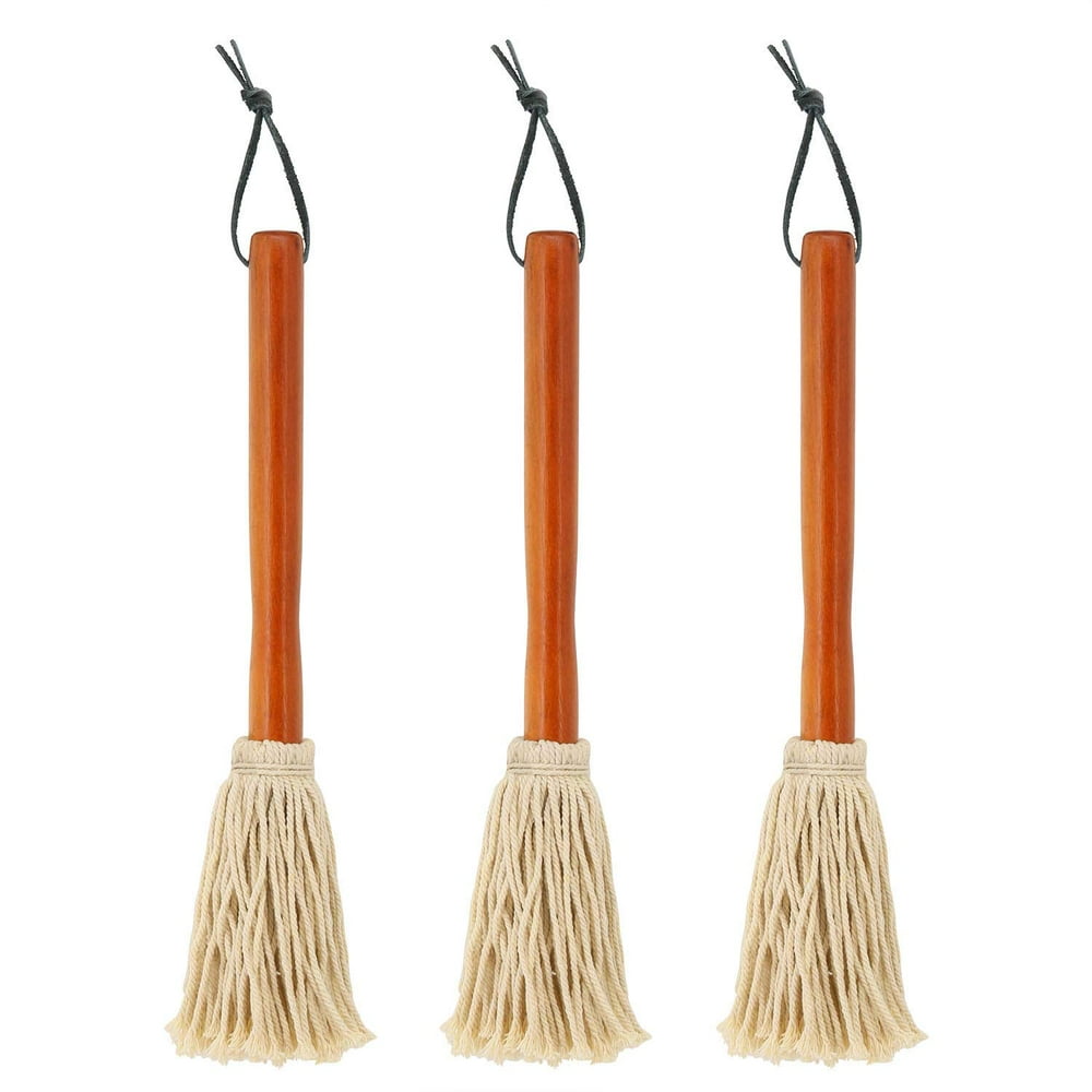 Pack of 3 12" BBQ Basting Mops for Roasting or Grilling, Apply Barbecue