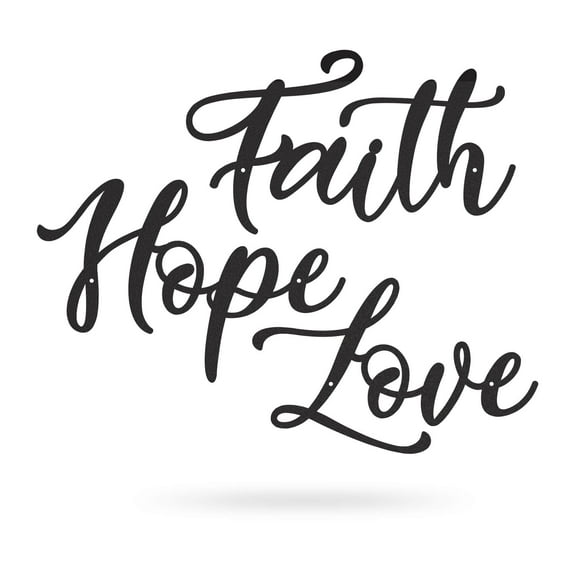 RealSteel Faith Hope Love Wall Décor, Inspirational Indoor/Outdoor Art (Black)