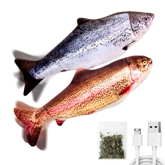 Juguete para gatos TOOGE Floppy Fish con SilverVine y Catnip, paquete de 2