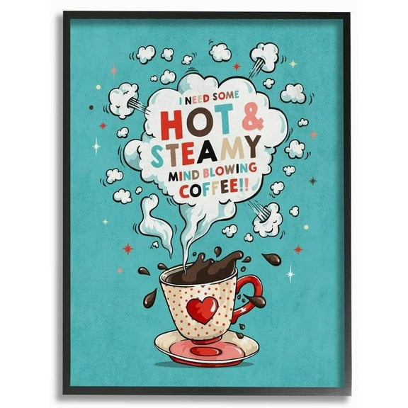 Stupell Industries Hot And Steamy Coffee Vintage Comic Book Design Framed Wall Art by Ester Kay