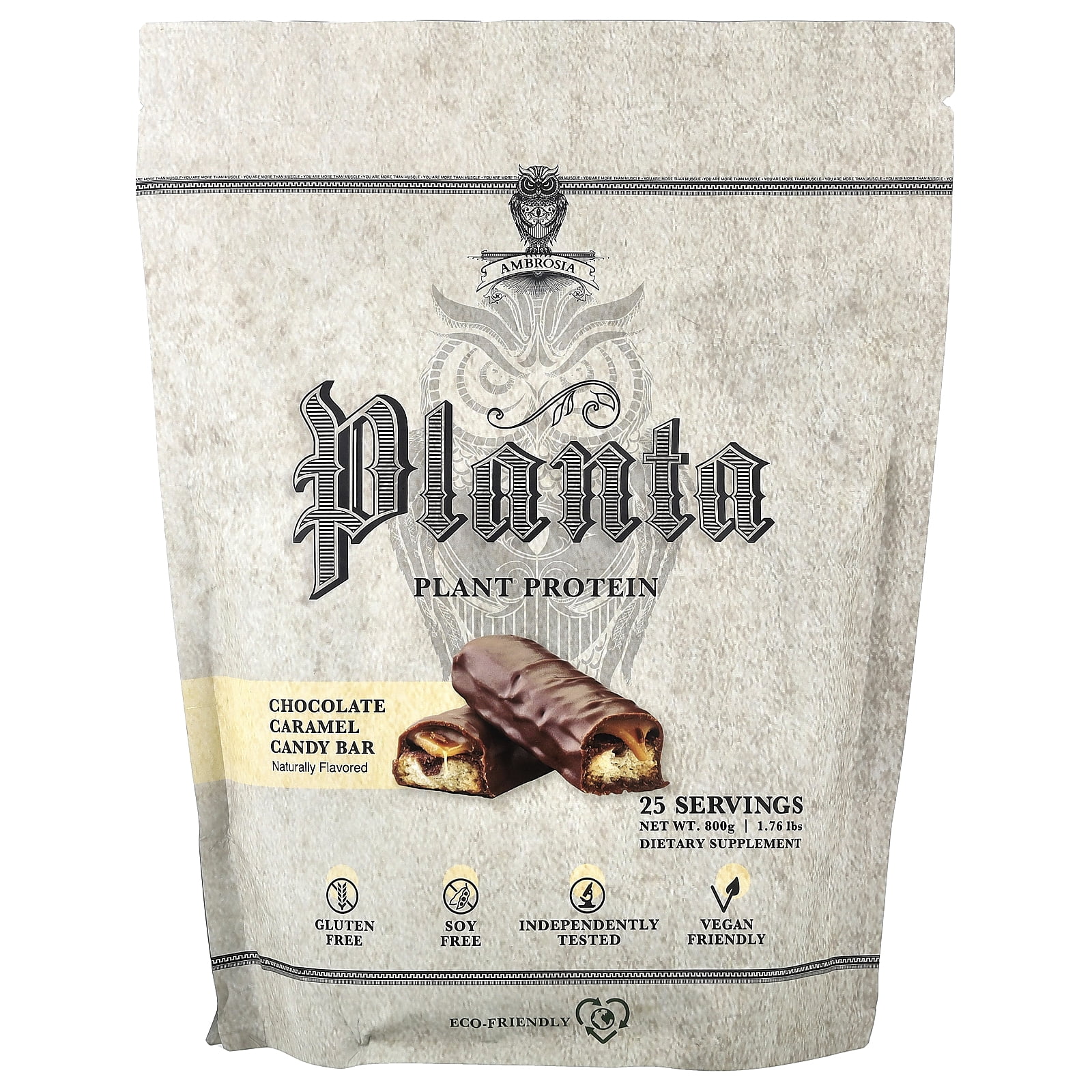 Ambrosia Plant Based Protein Powder 20g | Clean Vegan Pea Protein Powder | Gluten & Dairy Free, Keto Friendly, No Added Sugar | 25 Servings | Candy Bar