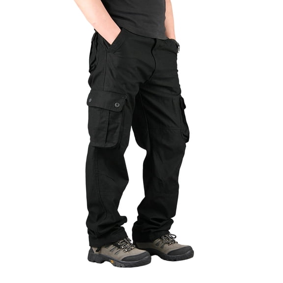 SELONE Cargo Pants for Men Work Tapered Leg Trousers with Mult Pockets Outdoor Pants Casual Fall Clothes Black 36