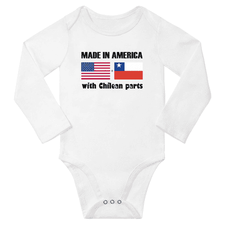 

Made in America With Chilean Parts Baby Long Sleeve Romper (White 6 Months)