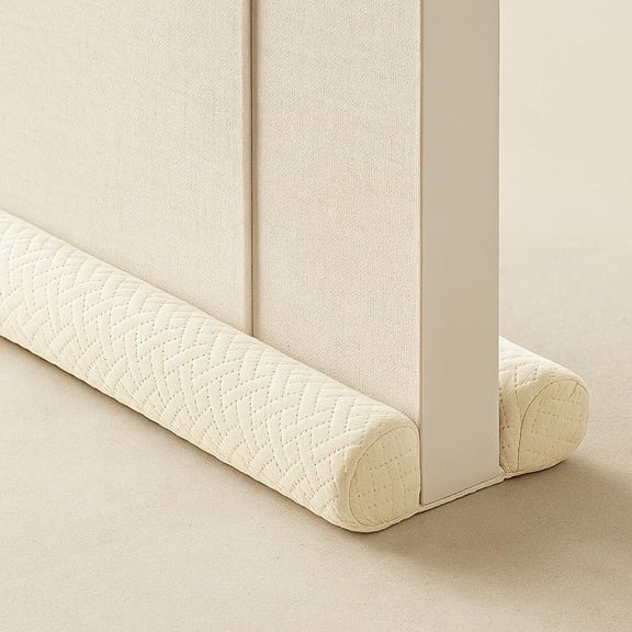 Velvet Under Door Draft Stopper, Noise Blocker & Soundproof Seal, Blocks Cold Air, Light Smoke, Easy Install Gap Filler, Sweep for Bottom 30"-36" White Beige