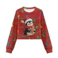 thumbnail image 6 of Xoenoiee Christmas Penguin Cookies Bulb Print Girls Crewneck Cropped Sweatshirt Kids Long Sleeve Oversized Fashion Pullover Tops Xmas Fall Clothes, 7-8 Years, 6 of 7