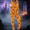 thumbnail image 2 of Women's Halloween Pajama Set Pumpkin Button Down Long Sleeve Print Sleepwear 2-Piece Lounge Suit with Pockets, 2 of 7