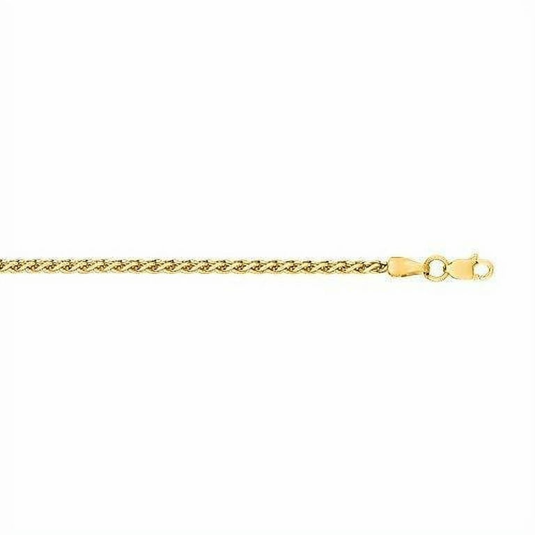 14k Solid Yellow Gold Wheat Chain Necklace 16 18 20 22 24 0.6 Mm